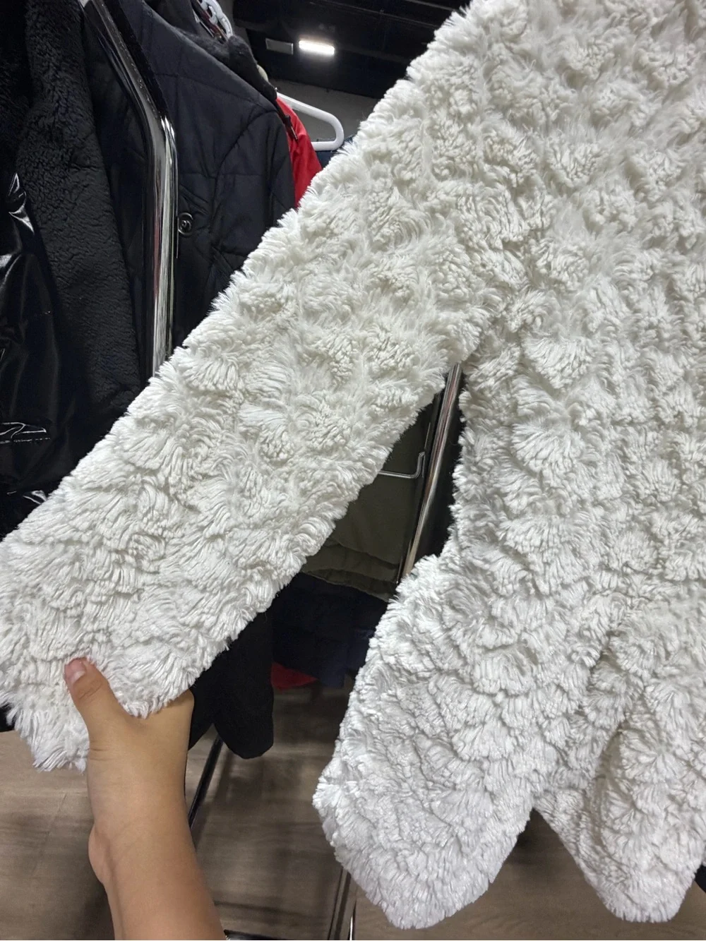 KIDS' LITTLE GIRL'S FAUX FUR PEPLUM JACKET IN IVORY